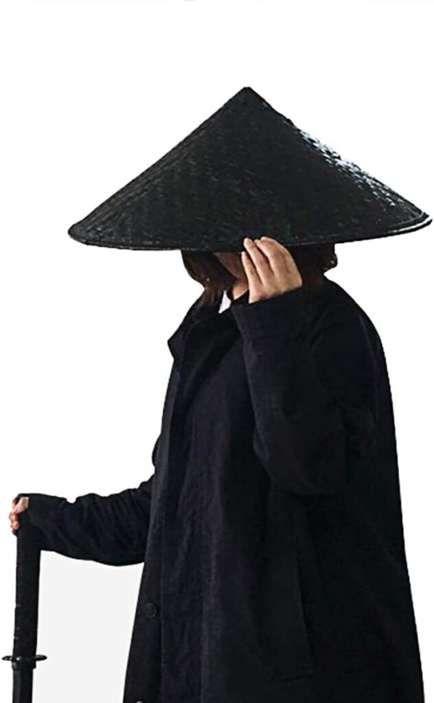 Black Handmade Bamboo Hat Samurai Hat Cosplay Hat (17 x 7)