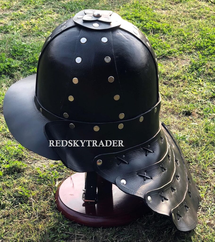 Leather Samurai Armor | Medieval Viking Cosplay Armor | Leather Knight Armor |Steampunk Fantasy Unisex Viking Armor (Black Armor Helmet)