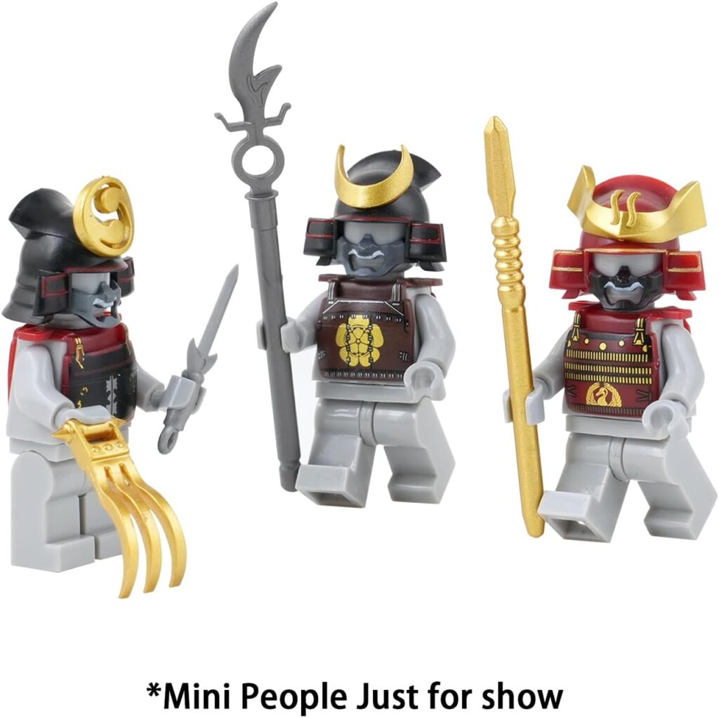 63pcs Anime Japanese Samurai Minifigs Weapons Pack Accessories Set Builidng Block Toy Armor Helmet Bow Designed for Minifigs Gift for Kids Boys Grils