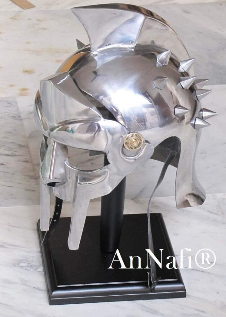 AnNafi® Gladiator Maximus Arena Helmet | Medieval Wearable Mens Helmet Full Size | Halloween Party Costumes | Larp Clothings Movie Dresses w Inner Liner