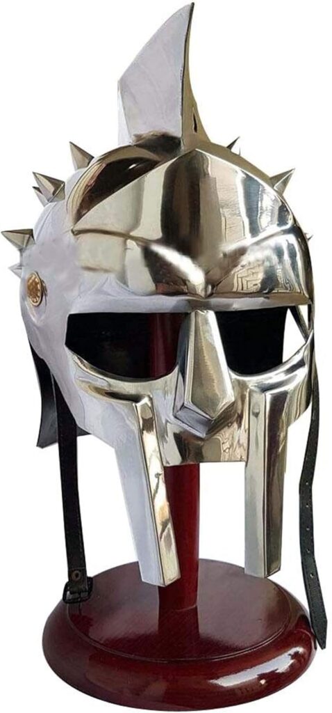AnNafi® Gladiator Maximus Arena Helmet | Medieval Wearable Mens Helmet Full Size | Halloween Party Costumes | Larp Clothings Movie Dresses w Inner Liner