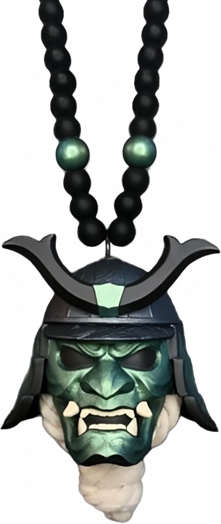 Car Hanging Pendant with Samurai Helmet Hannya Japanese Oni Car Rear View Mirror Charm, Fashion Pendant Car Decoration Auto Ornament Accessories Hang Charm (Green)
