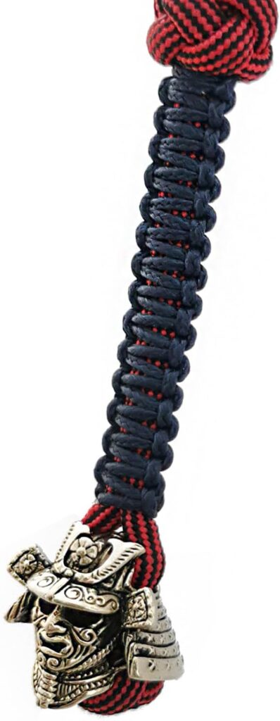 CooB EDC Paracord Knife Lanyard with Hand-Casted Metal Paracord Bead Pendant Samurai Helmet Warrior. Paracord Knives Lanyards