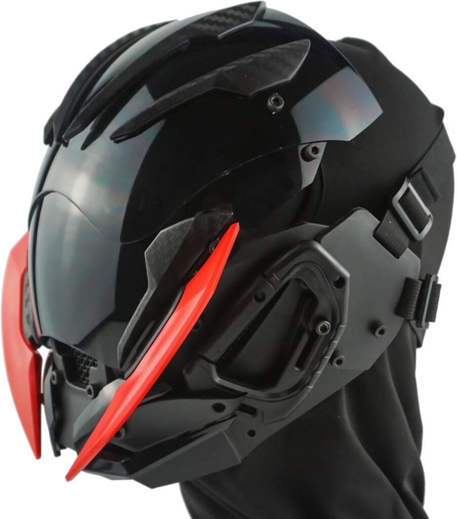 Cyberpunk Gothic Mask Helmet for Adult, Mechanical Sci-fi Gear Cosplay Costume Accessory Samurai Helmet, Futuristic Helmet
