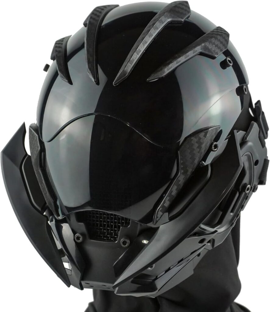 Cyberpunk Gothic Mask Helmet for Adult, Mechanical Sci-fi Gear Cosplay Costume Accessory Samurai Helmet, Futuristic Helmet