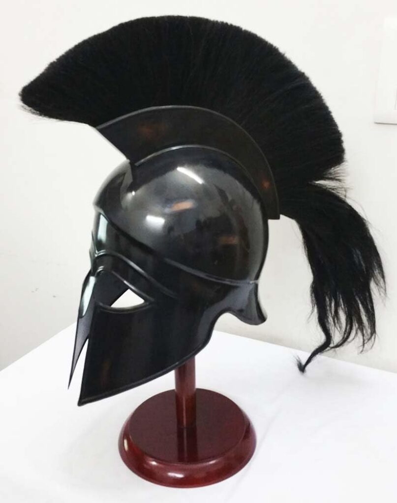Greek Corinthian Helmet Ancient Medieval Armor Knight Spartan Replica Helmet with Black Plume Rustic Vintage Home Decor Gifts