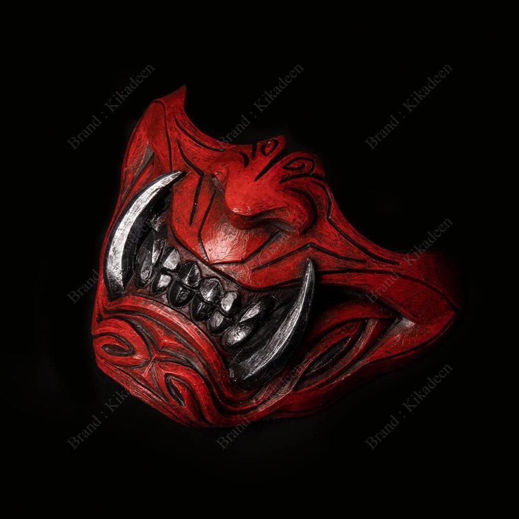 Half Face Samurai Mask Ronin Oni Mempo Japanese Demon NOH for Airsoft Paintball BB Gun Motorcycle Red Joker KKD KK31