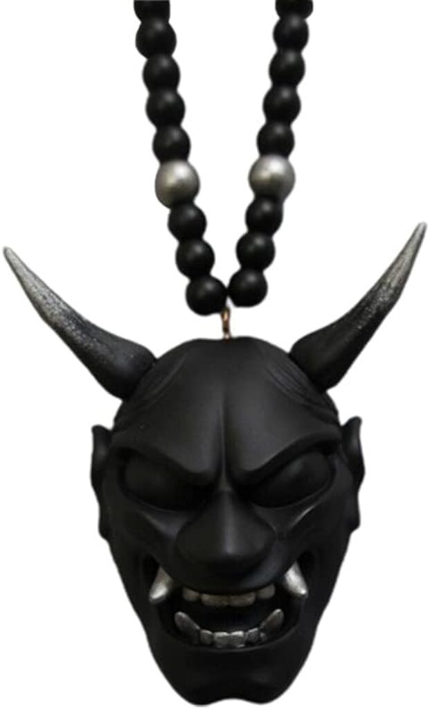 Hannya Japanese Oni Samurai Helmet Car Hanging Pendant Rearview Mirror Fashion Car Decoration Ornament Accessory Hanging Charm