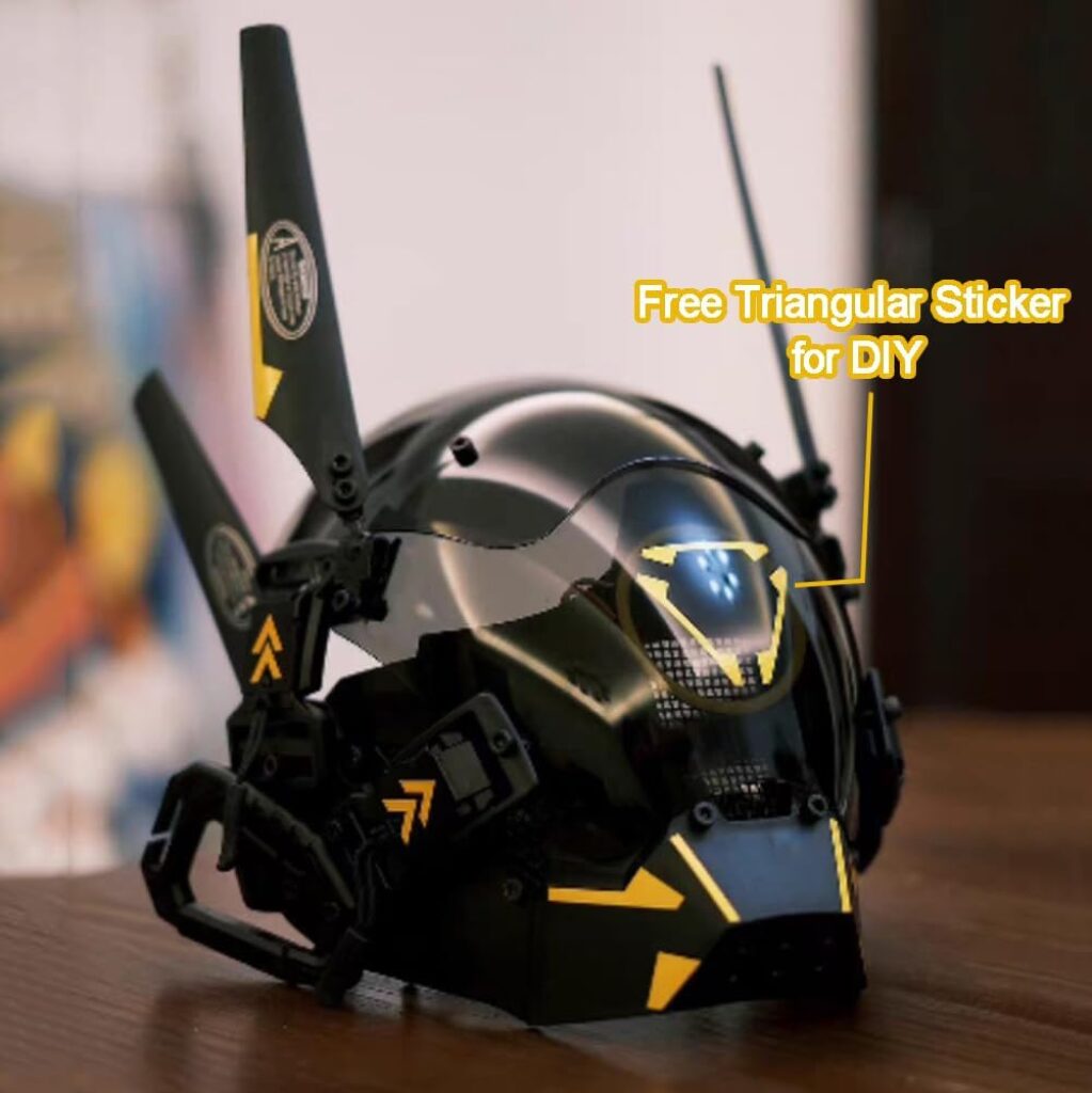 Punk Mask Samurai Futuristic Techwear Mask Black Full Face LED Mask Yellow Halloween Cosplay Costumes Men Women