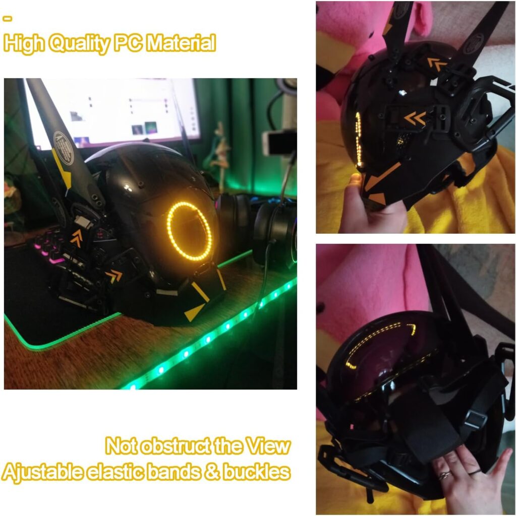 Punk Mask Samurai Futuristic Techwear Mask Black Full Face LED Mask Yellow Halloween Cosplay Costumes Men Women