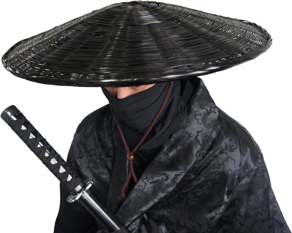 Samurai Hat Swordsman Cosplay Chinese Bamboo Hat Japanese Hat Asian Hat Dia.21 Inches Depth 4 inches